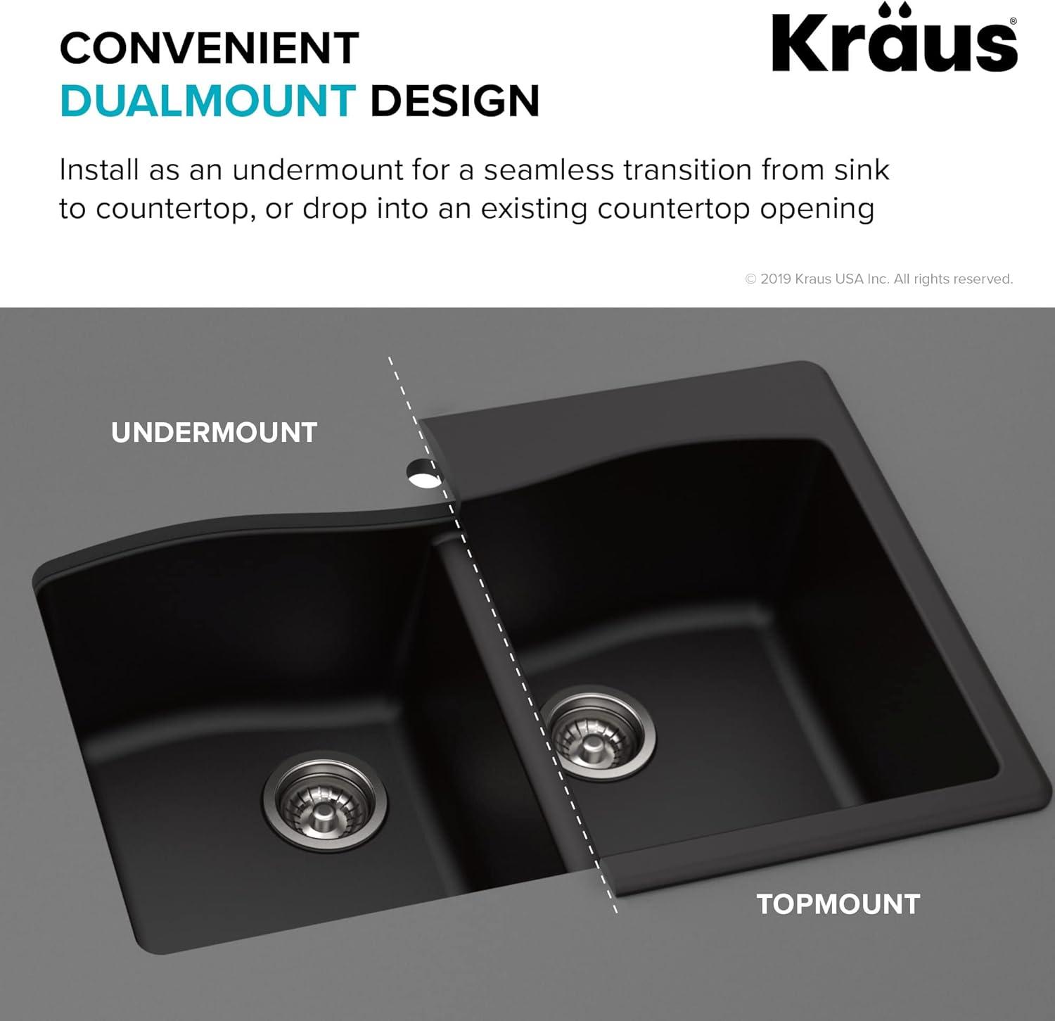 KRAUS Forteza™ 33" L Dual Mount 60/40 Double Bowl Granite Kitchen Sink