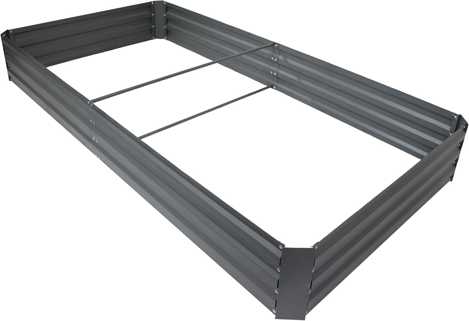 Sunnydaze Galvanized Steel Rectangle Raised Garden Bed - 4' x 8' - Gray