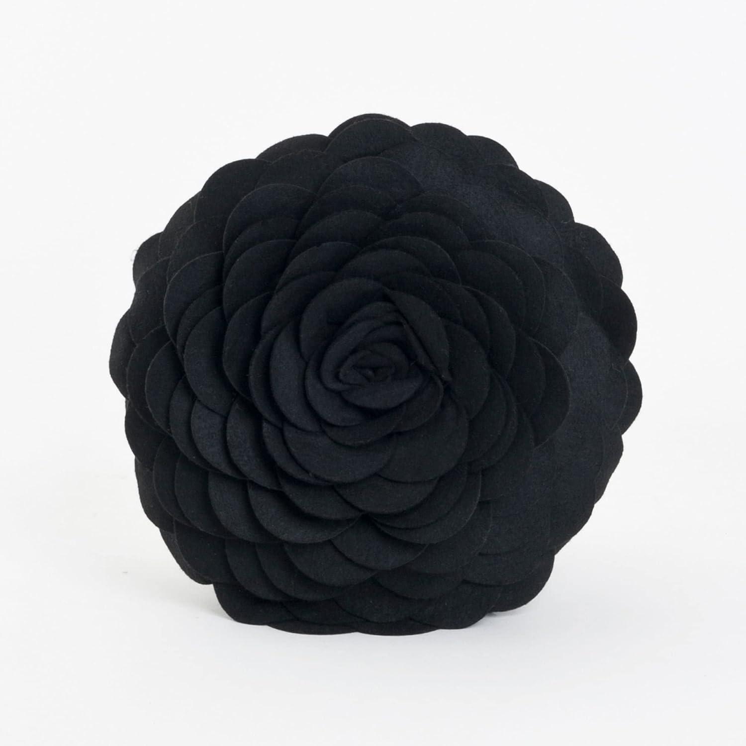 Flower Appliqued Felt Throw Pillow