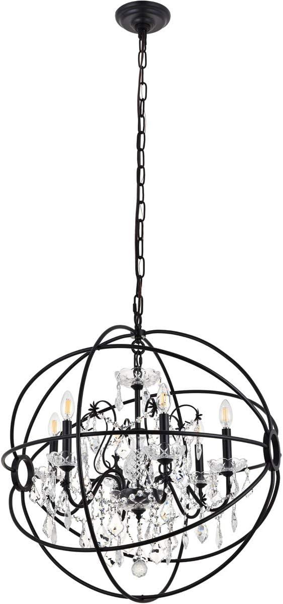 Elegant Cordelia Black Iron & Crystal Indoor/Outdoor Pendant Light