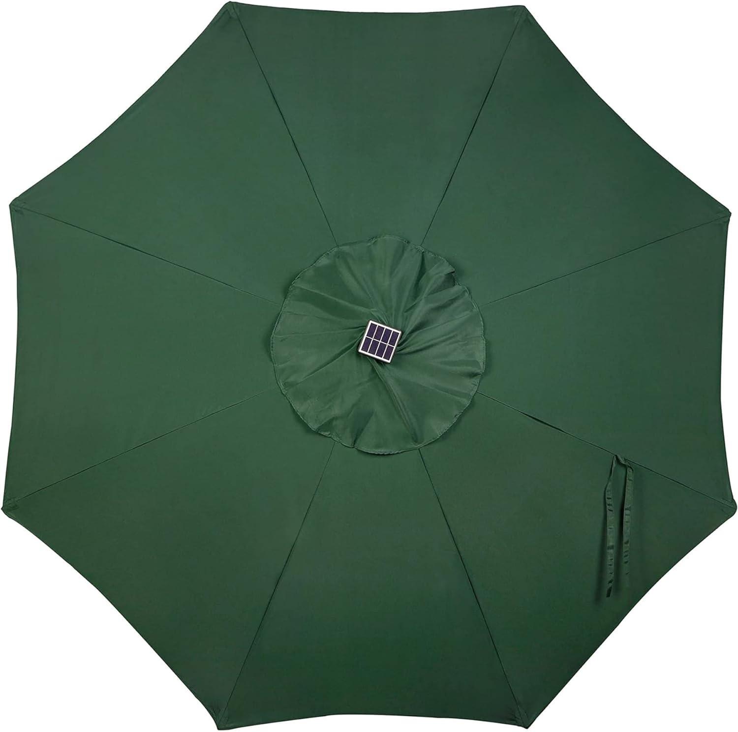 9 ft Dark Green Aluminum Market Umbrella with LED Lights