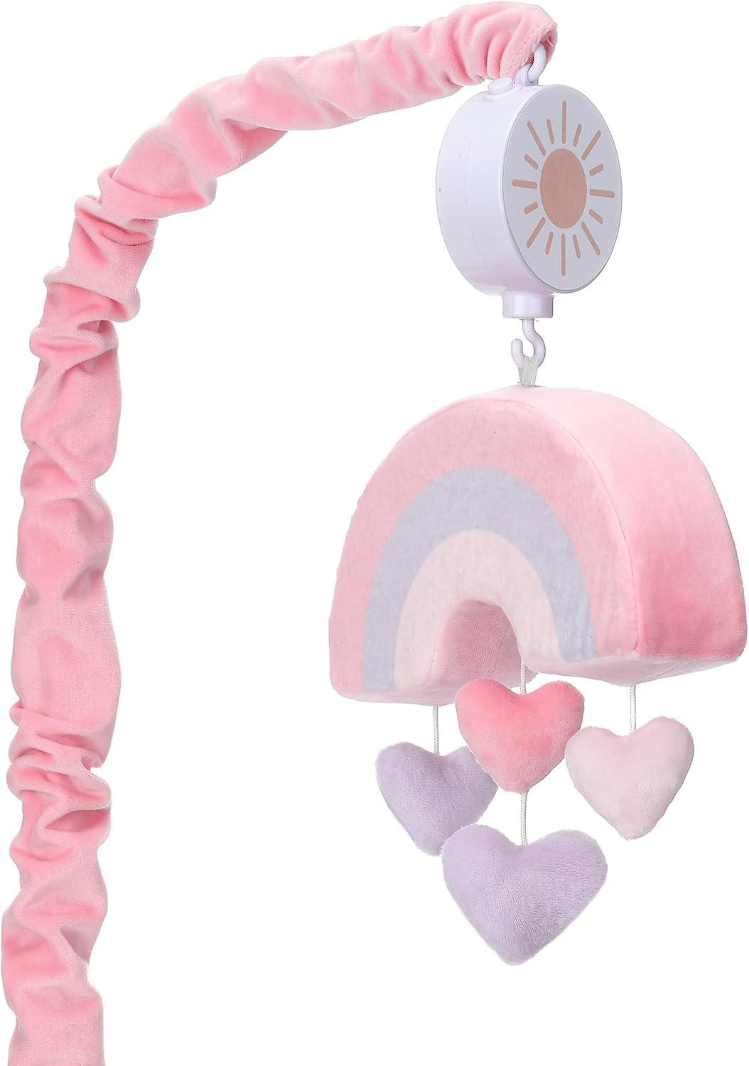 Bedtime Originals Rainbow Hearts Musical Baby Crib Mobile - Pink, Purple, Love