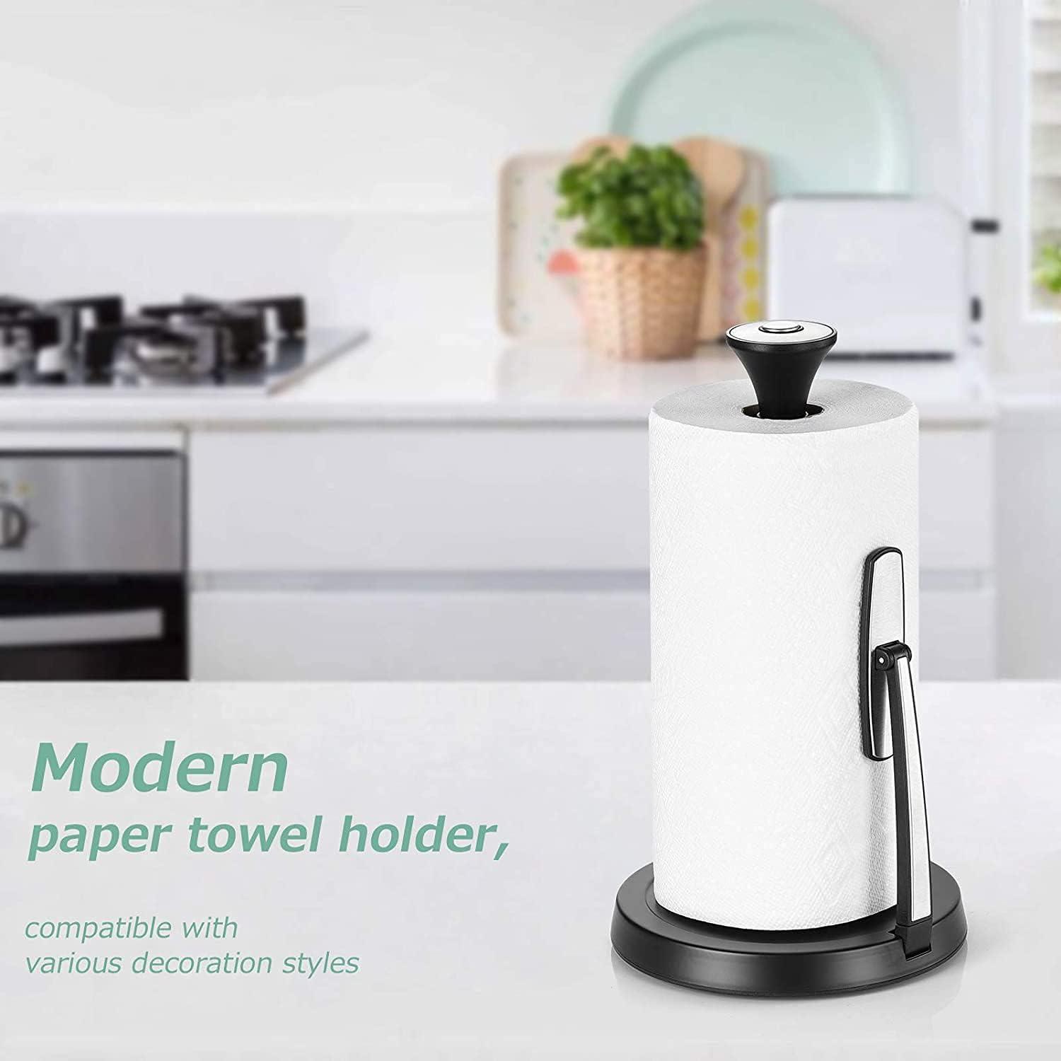 Black Stainless Steel Tension Arm Paper Towel Holder