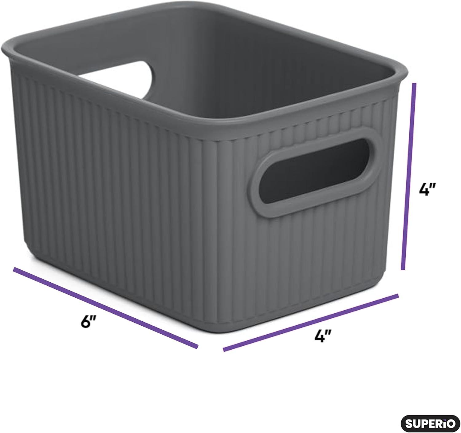 Superio Ribbed Plastic Basket Set