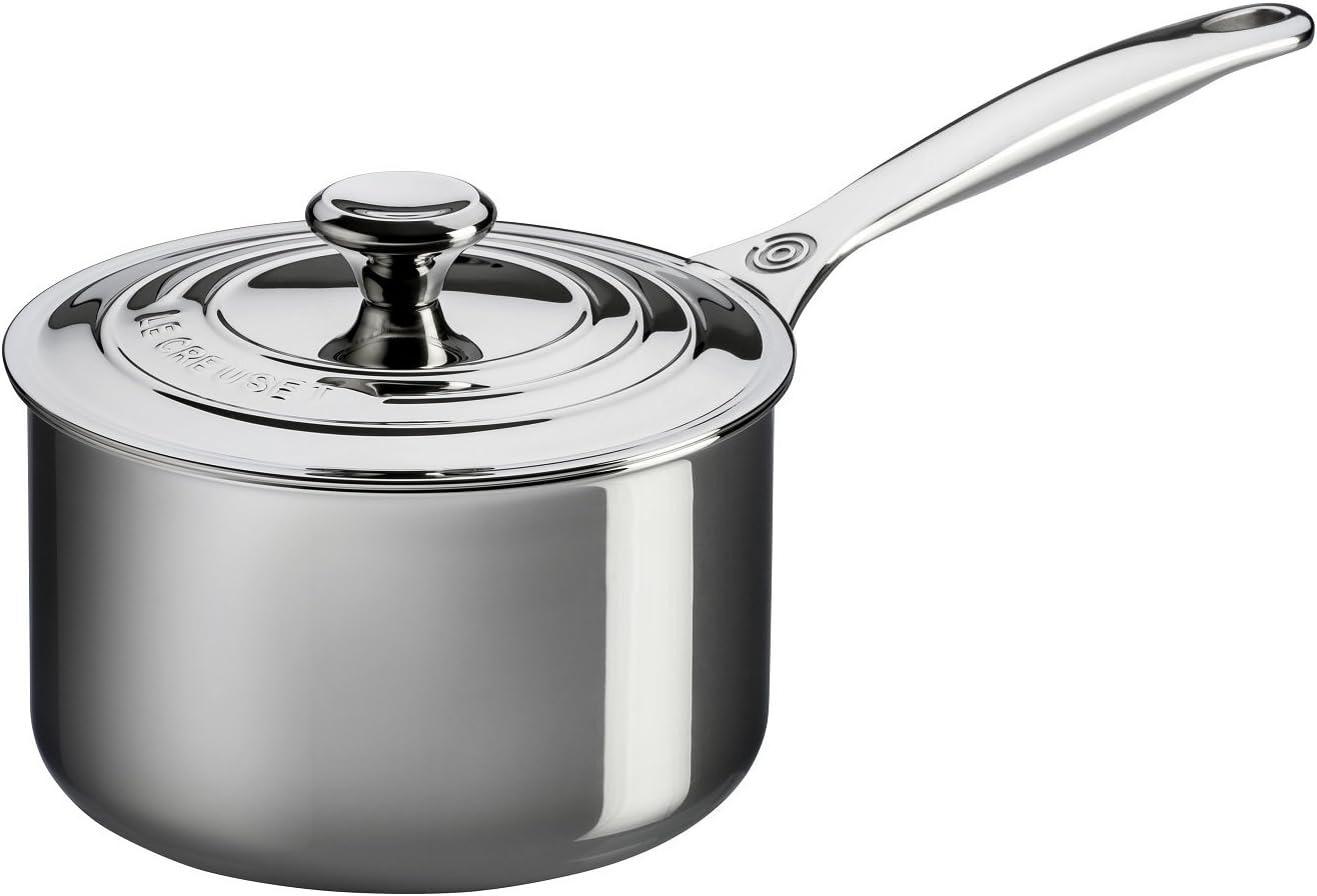 Le Creuset 2 Quart Stainless Steel Saucier with Lid