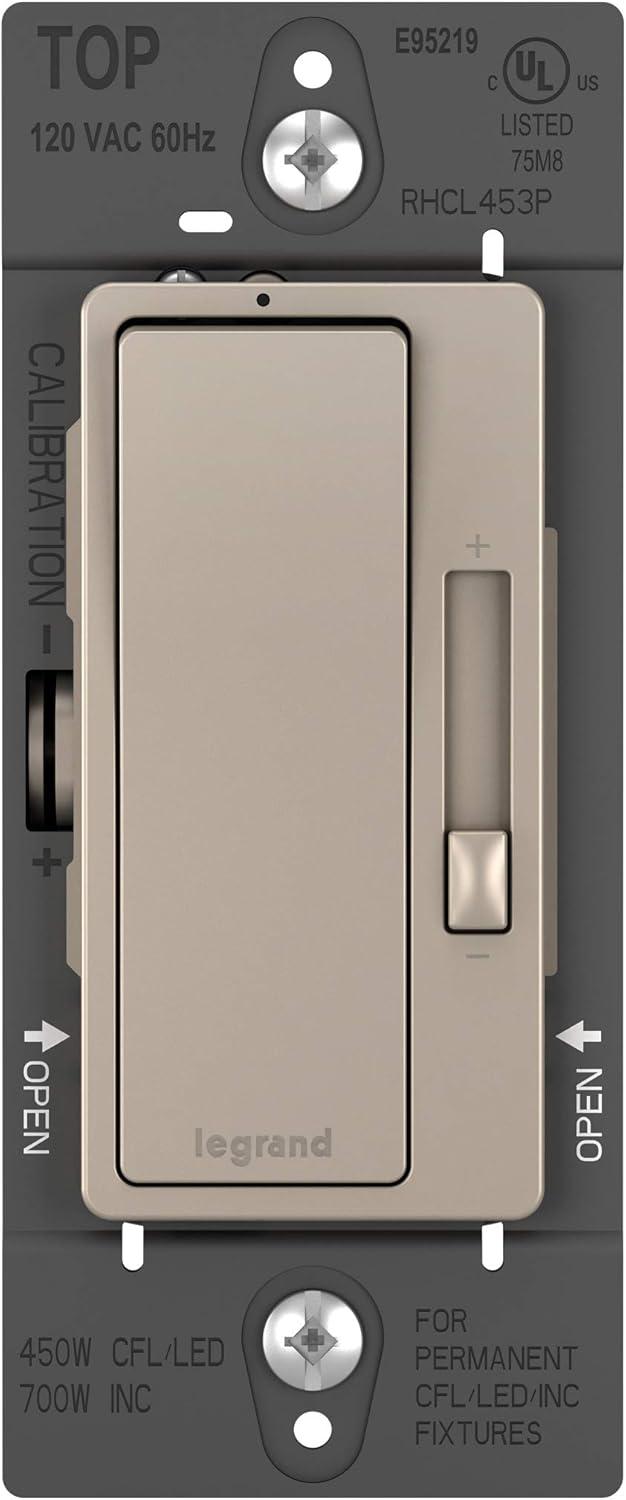 Legrand RHCL453PNICCV4 Pass & Seymour LED Dimmer, 3-Way, Single-Pole, Nickel, 450-Watt - Quantity 1