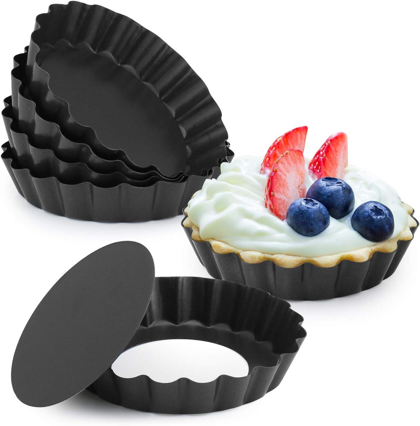 Laxinis World 4 Quiche Pans with Removable Bottom, Non-stick, Fluted Sides, Mini Tart Pans, Set of 6