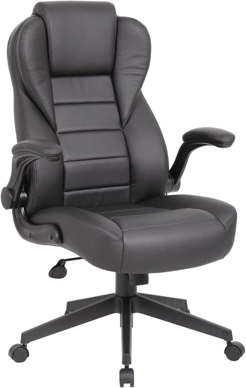 Executive High Back Leatherplus Flip Armchair Black - Boss Office Products