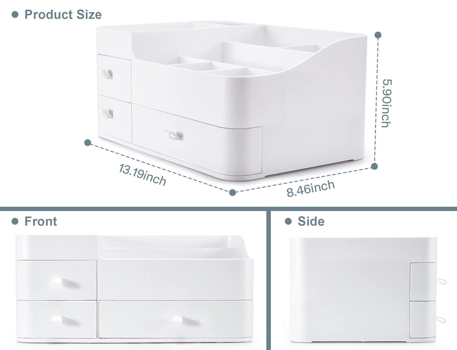 BREIS Makeup Organizer with Drawers,Large Capacity Countertop Organizer for Vanity,Bathroom Makeup Organizer for Skin Care, Cosmetics, Brushes, Eyeshadow, Lotions, Lipstick, Nail Polish