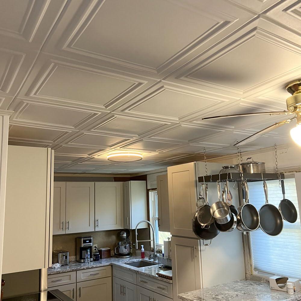 A La Maison Ceilings Line Art 1.6 ft. x 1.6 ft. Polystyrene Glue-up Ceiling Tile (Set of 96)