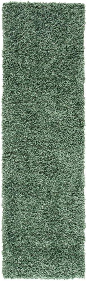 August Shag AUG200 Power Loomed Indoor Runner Rug - Green - 2'x11' - Safavieh