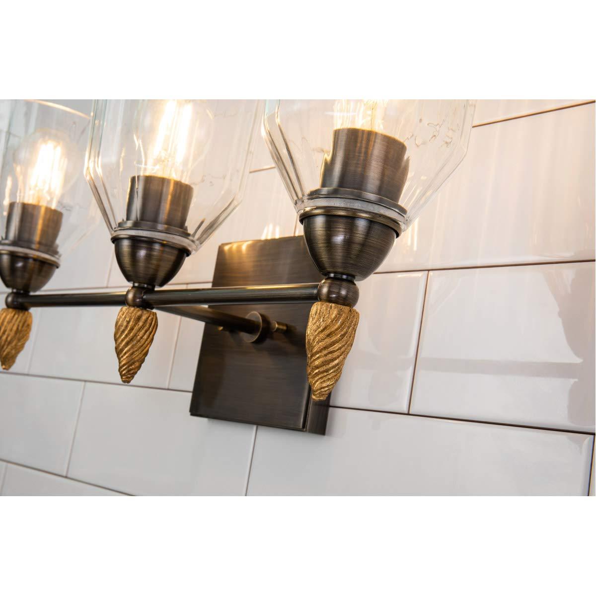 Lucas McKearn Felice Tocador de Baño de Metal con Forma de Bellota de 3 Luces en Bronce Oscuro