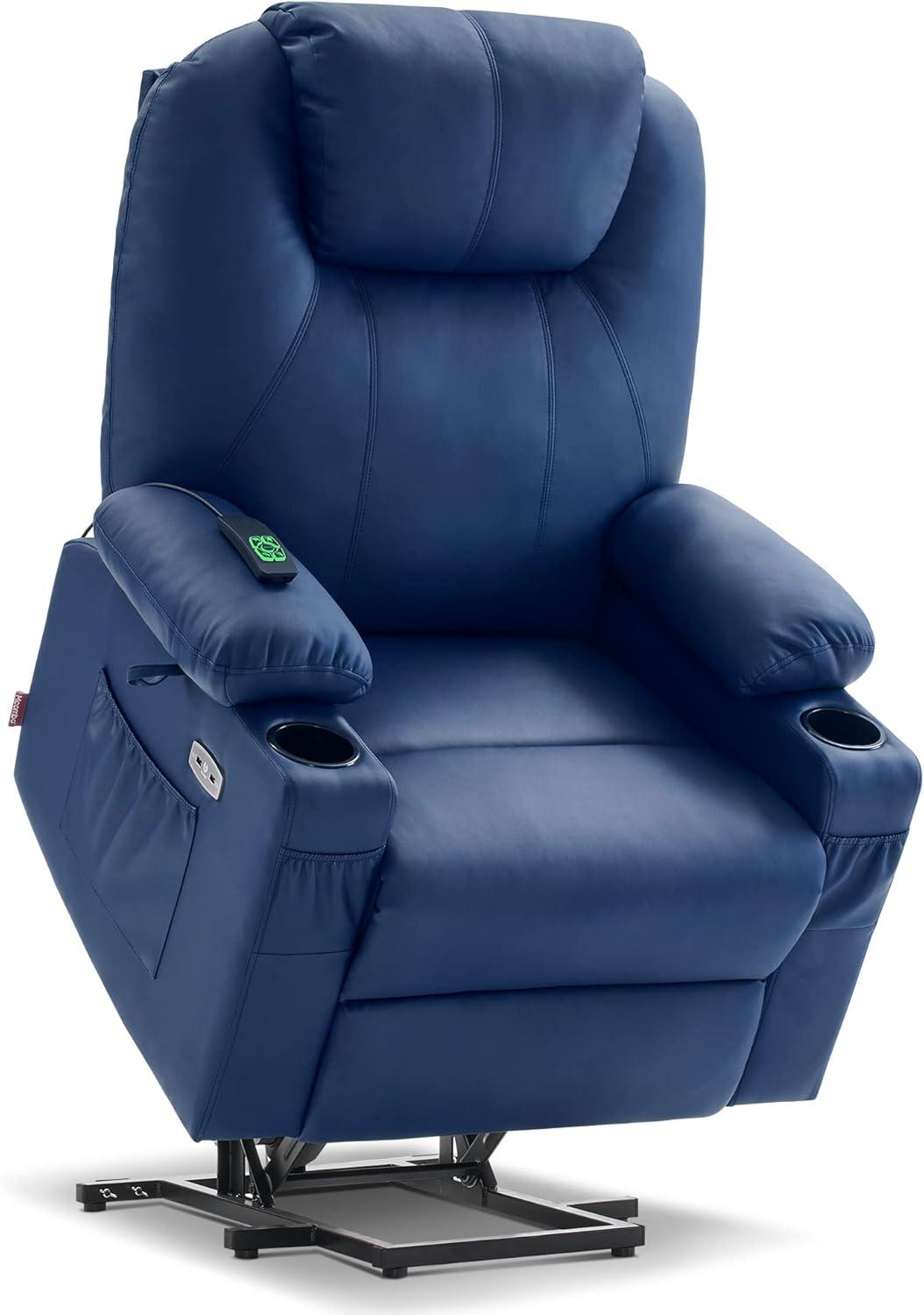 22.8" Wide Dual Motor Power Recliner Lift Chair with Massage and Heat, Infinite Position, Faux Leather