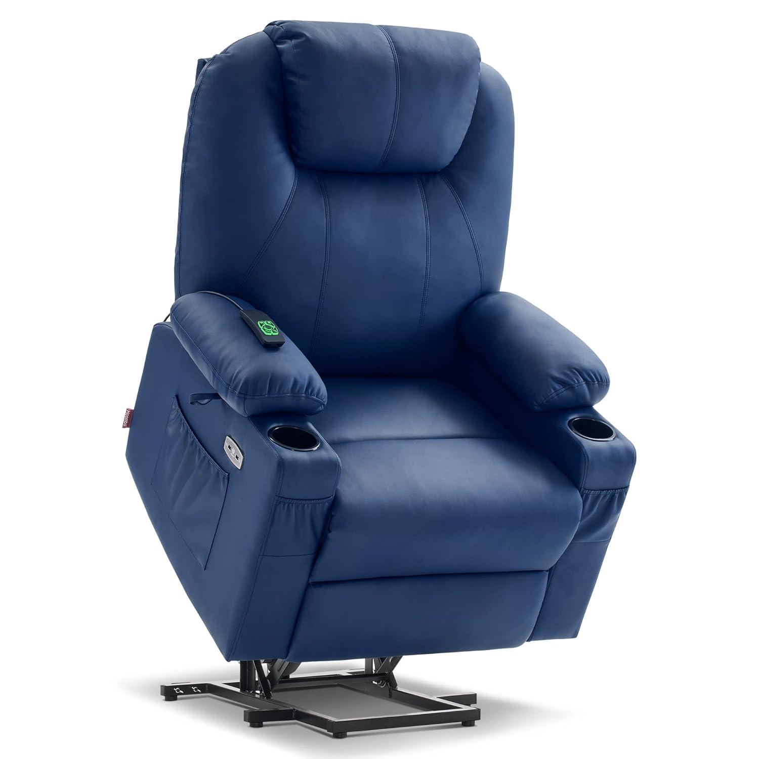 22.8" Wide Dual Motor Power Recliner Lift Chair with Massage and Heat, Infinite Position, Faux Leather
