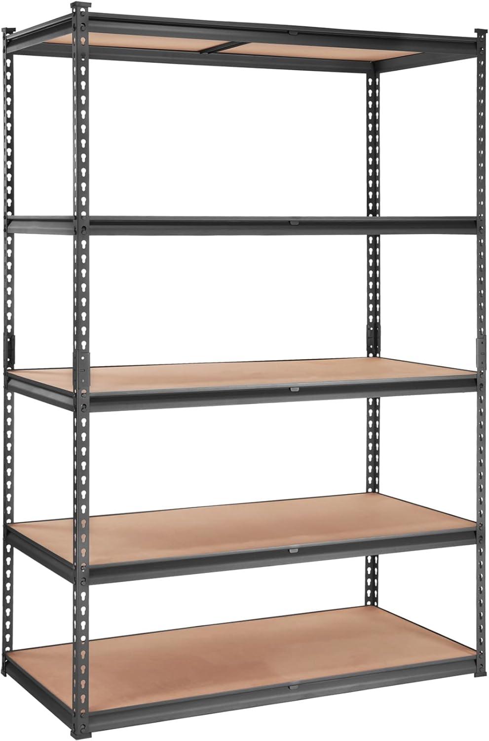 RIEDHOFF Storage Shelving Unit, 5-Tier Adjustable, 2000 lbs Capacity, Heavy Duty Garage Shelves Metal Organizer Utility Rack, Black, 48" L x 24" W x 72" H for Kitchen Pantry Basement Bathroom Laundry