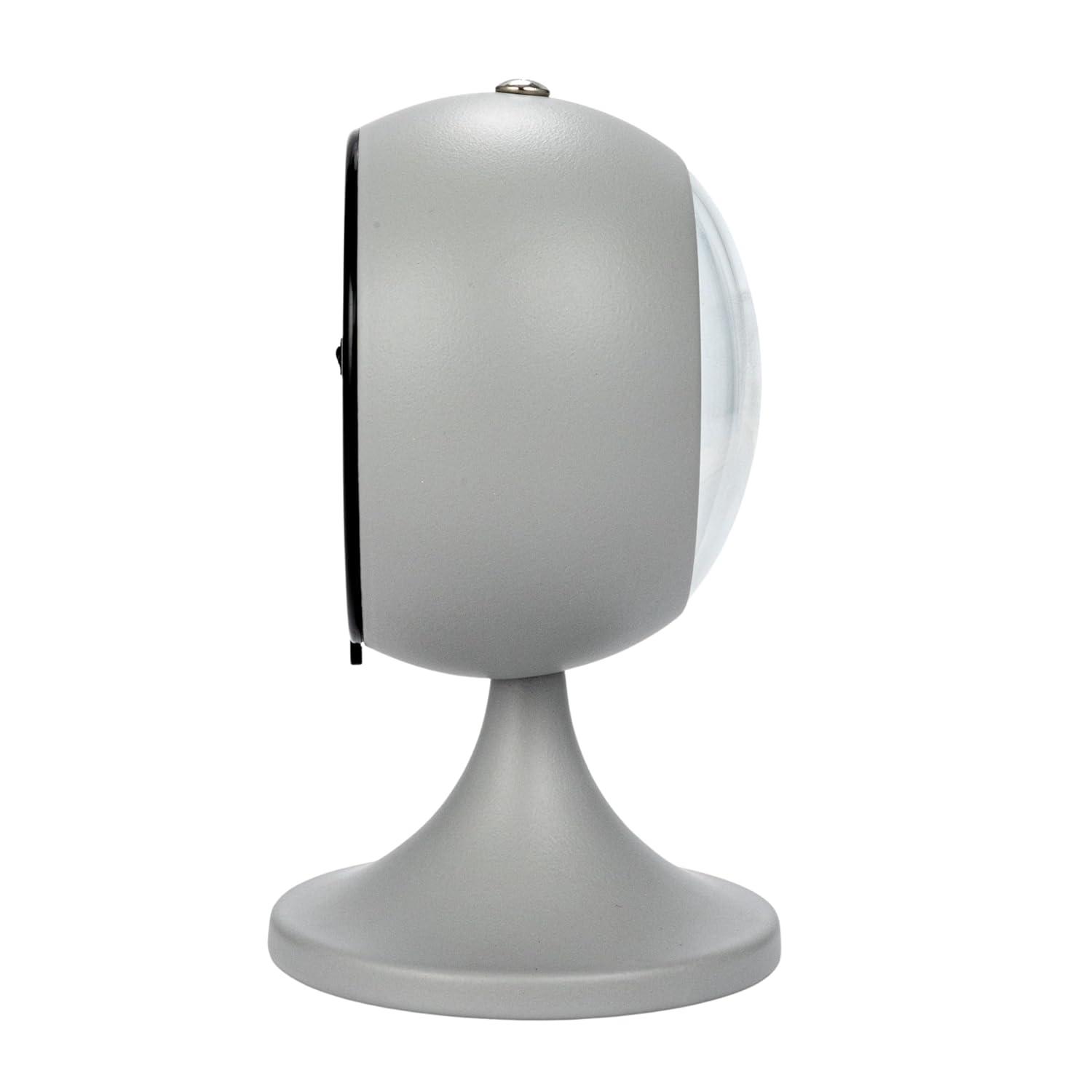Creative Co-Op Round Metal Table Clock with Alarm, White