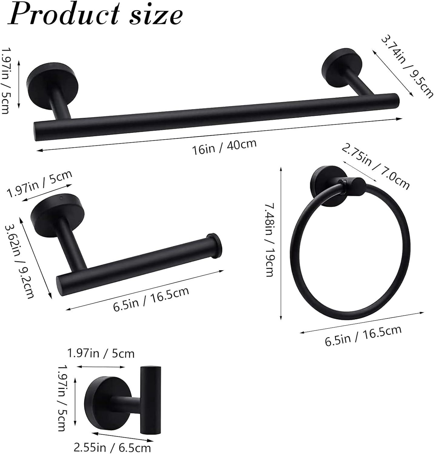 Matte Black Stainless Steel 10-Piece Bathroom Hardware Set