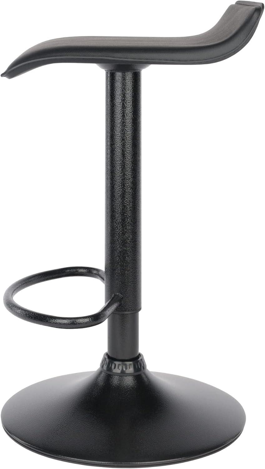 Set of 2 Obsidian Adjustable Swivel Air Lift Stool Black - Winsome: Faux Leather, Metal Frame, 22-30" Height Range