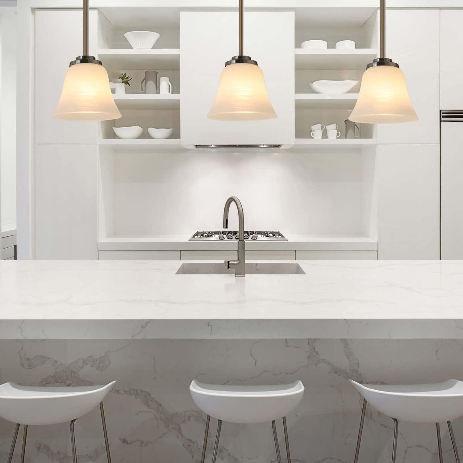 2 Pack White Frosted Spiral Textured Glass Lamp Shades, Bell Shaped Light Fixture Replacement Globe or Cover with 2-1/8-Inch Fitter for Ceiling Fan Light Chandelier Wall Sconce G0075