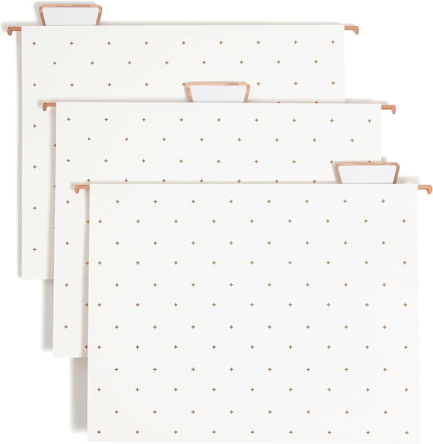 U Brands Letter-Size Desktop Fashion Filing Set, Rose Gold, (1) Rack, (3) Hanging Folders, (3) File Folders, (2) Trays,(1) Mail Sorter