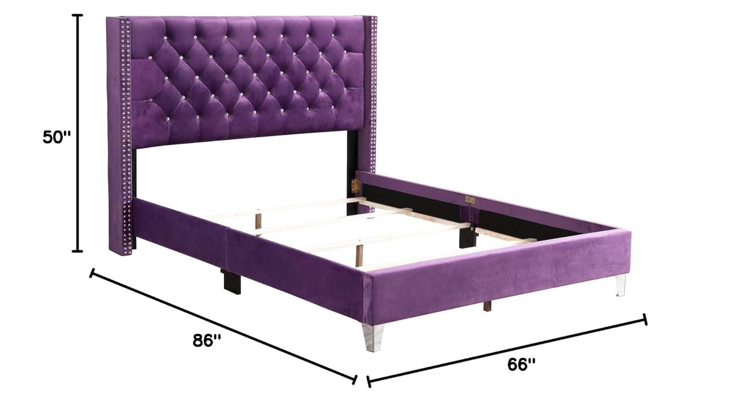 Glory Furniture Julie G1921-QB-UP Queen Upholstered Bed, Purple