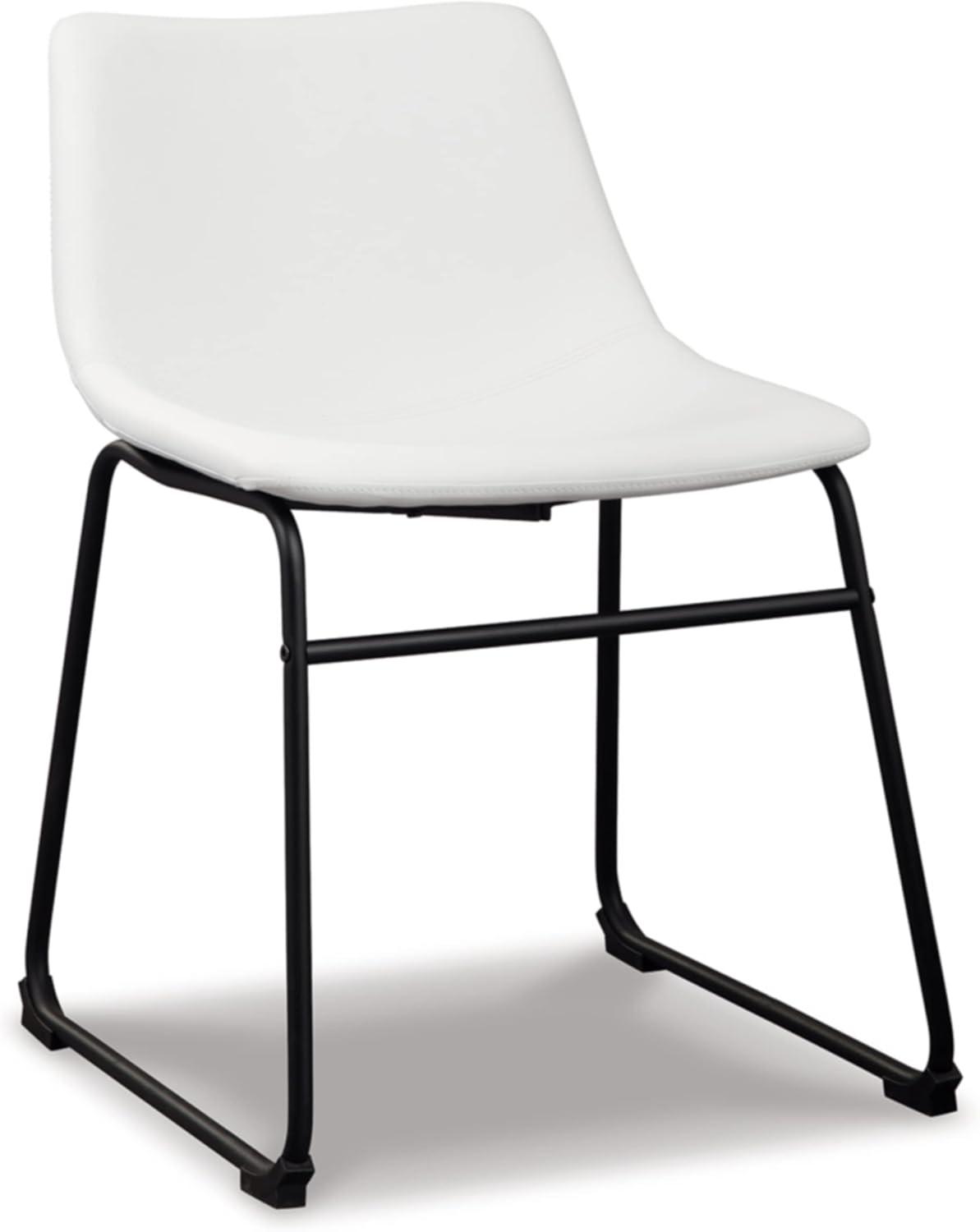 Low Urban Industrial White Faux Leather Side Chair