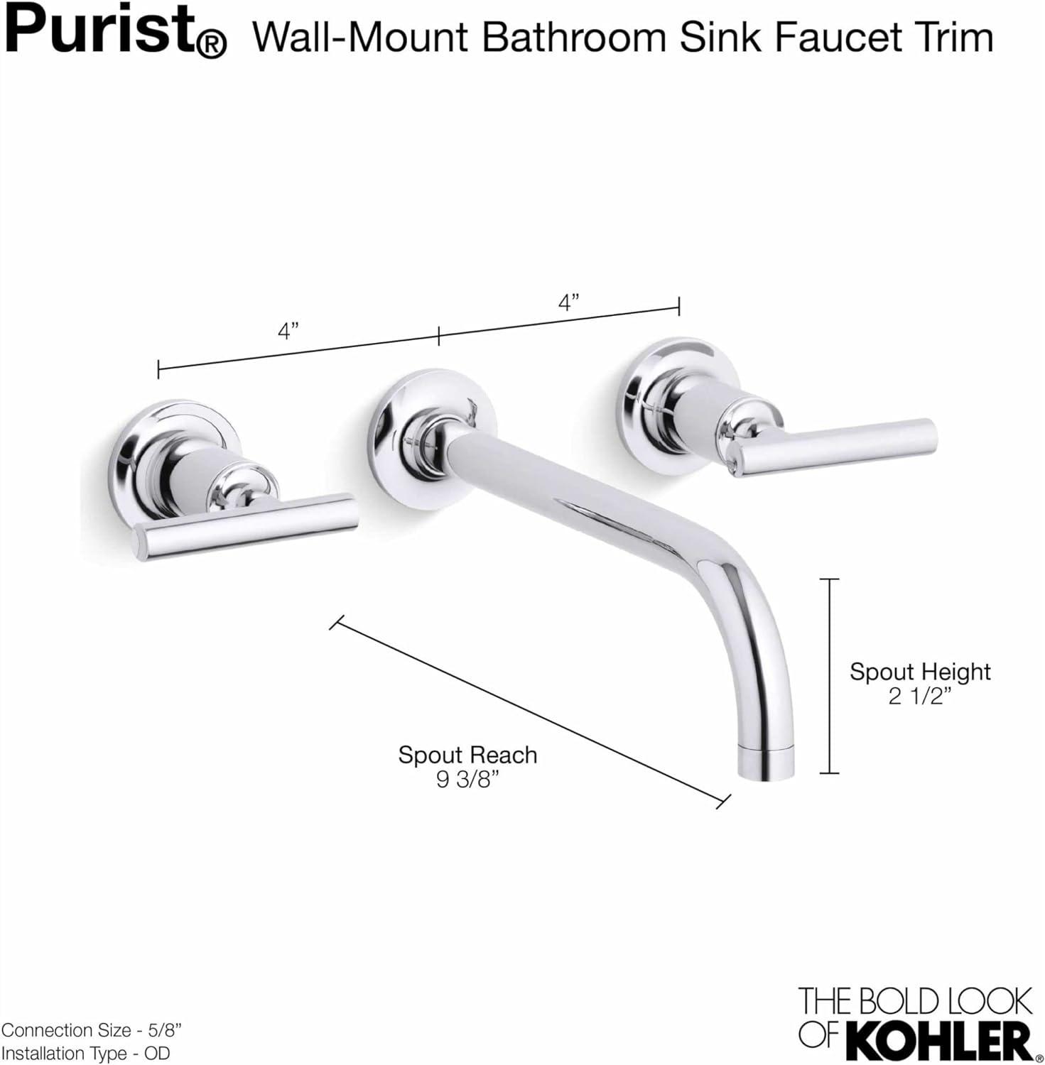 Purist Matte Black Wall-Mount Bathroom Sink Faucet with Lever Handles