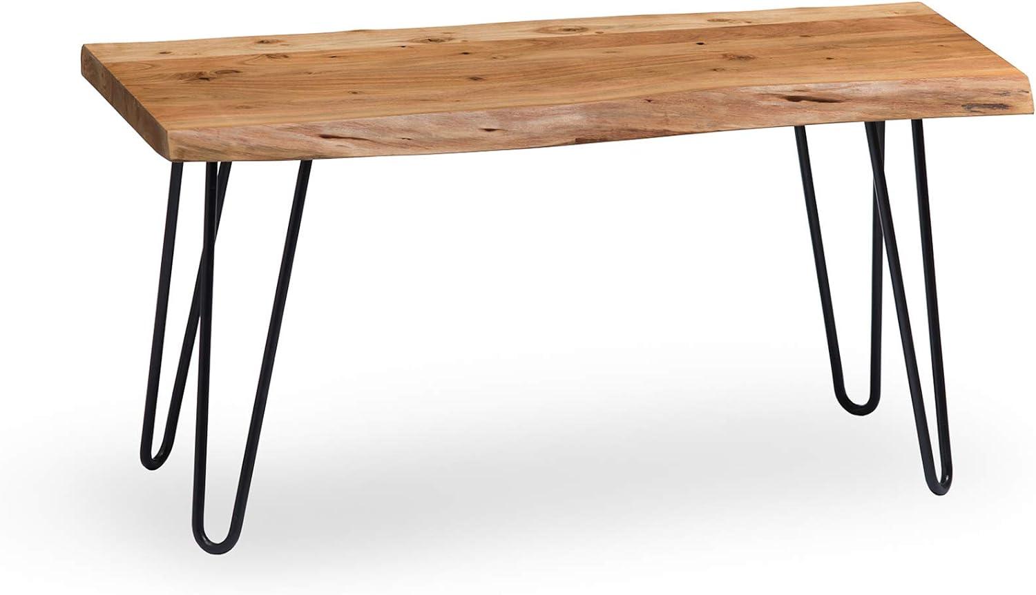 Handcrafted Natural Live Edge 38" Bench with Hairpin Metal Legs