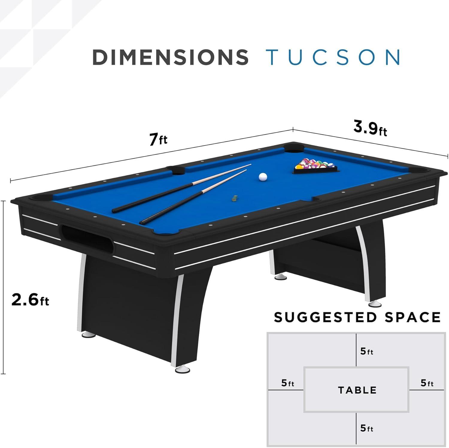 Tucson 7' Blue MDF Pool Table with Accessories