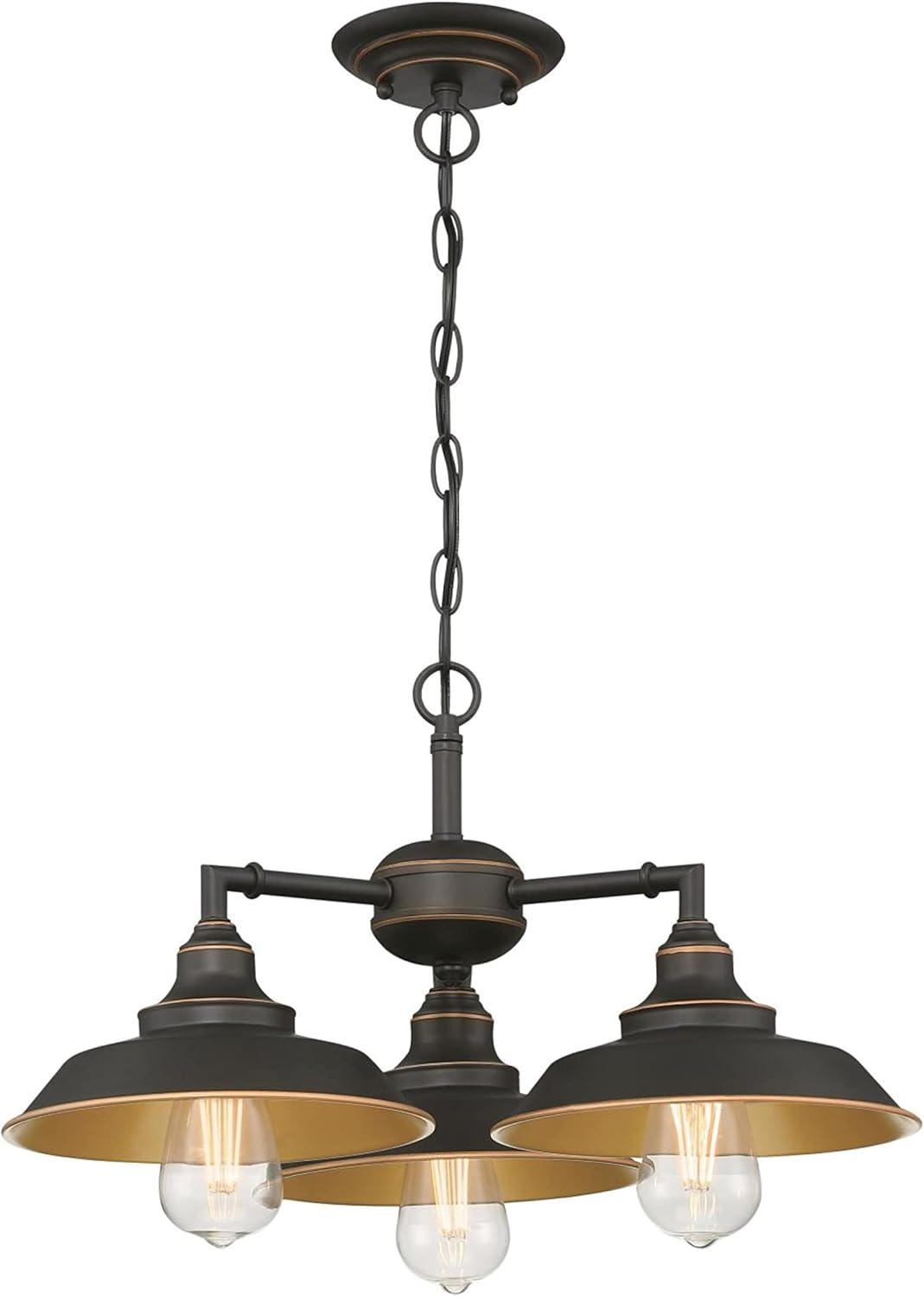 Westinghouse Westinghouse Lighting 6129200 Iron Hill Vintage-Style Three Light Indoor Chandelier/Semi-Flush Mount Ceiling Fixture, Oil-Rubbed Bronze Finish with Highlights