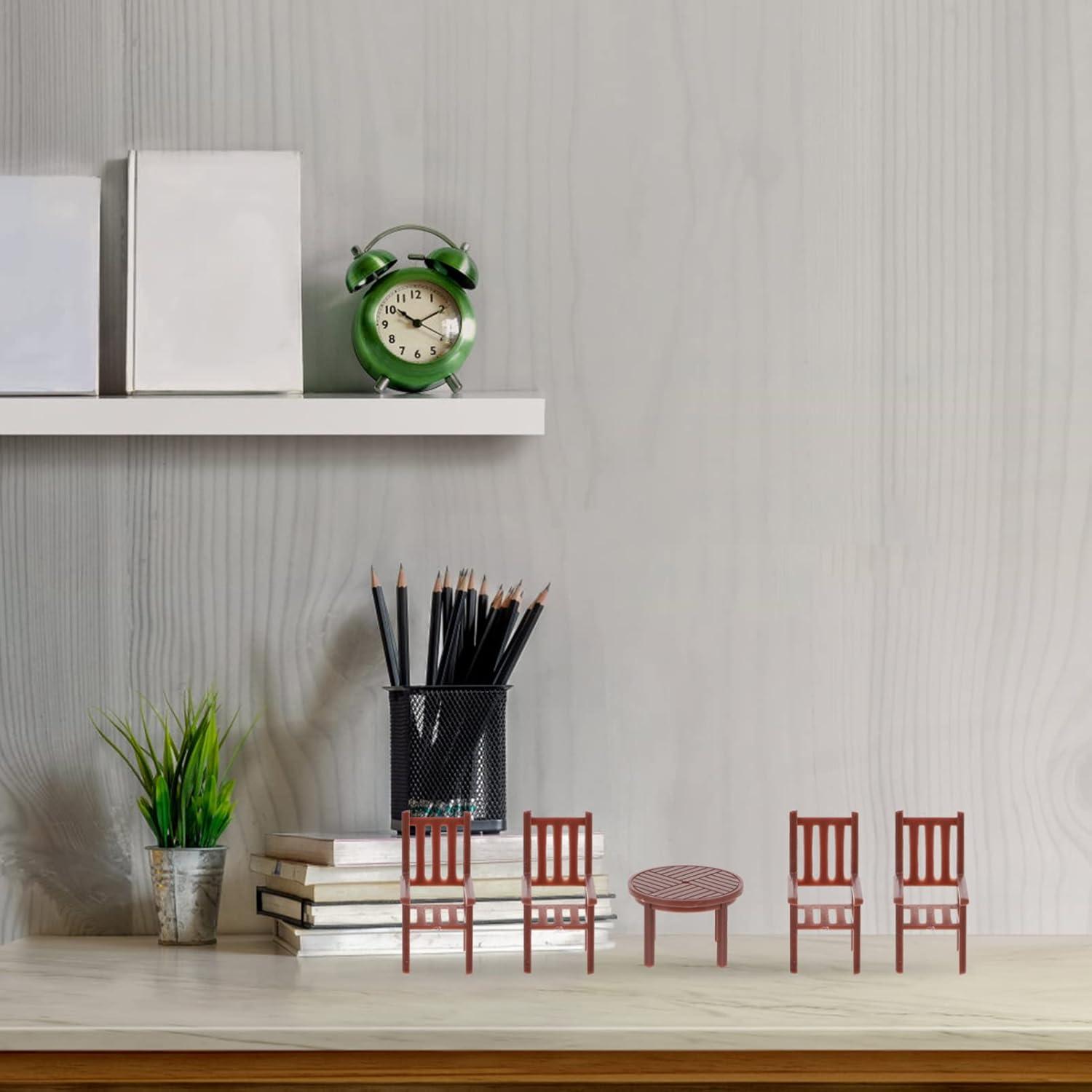 Mini Table and Chairs Dollhouse Miniature Garden Furniture Outdoor Bathroom Decorations Micro Scene Child 4 Sets