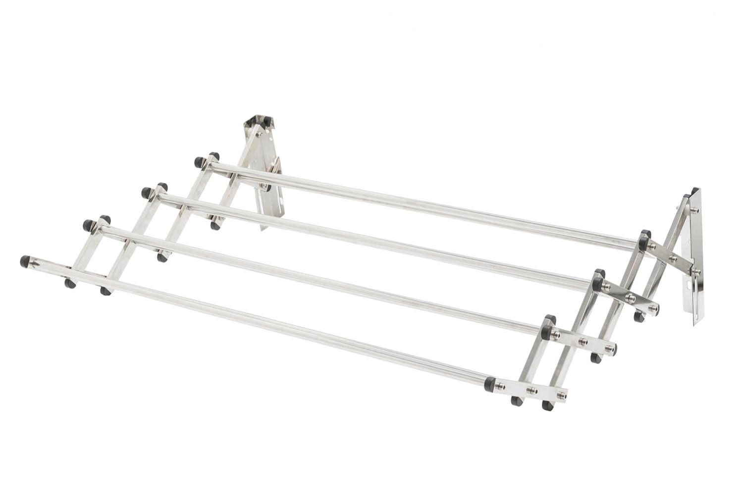 AERO W Racks Aluminum Wall Mounted Collapsible Laundry Clothes Drying Rack (60lb Capacity, 22.5 Linear FT, Aluminum Gray)