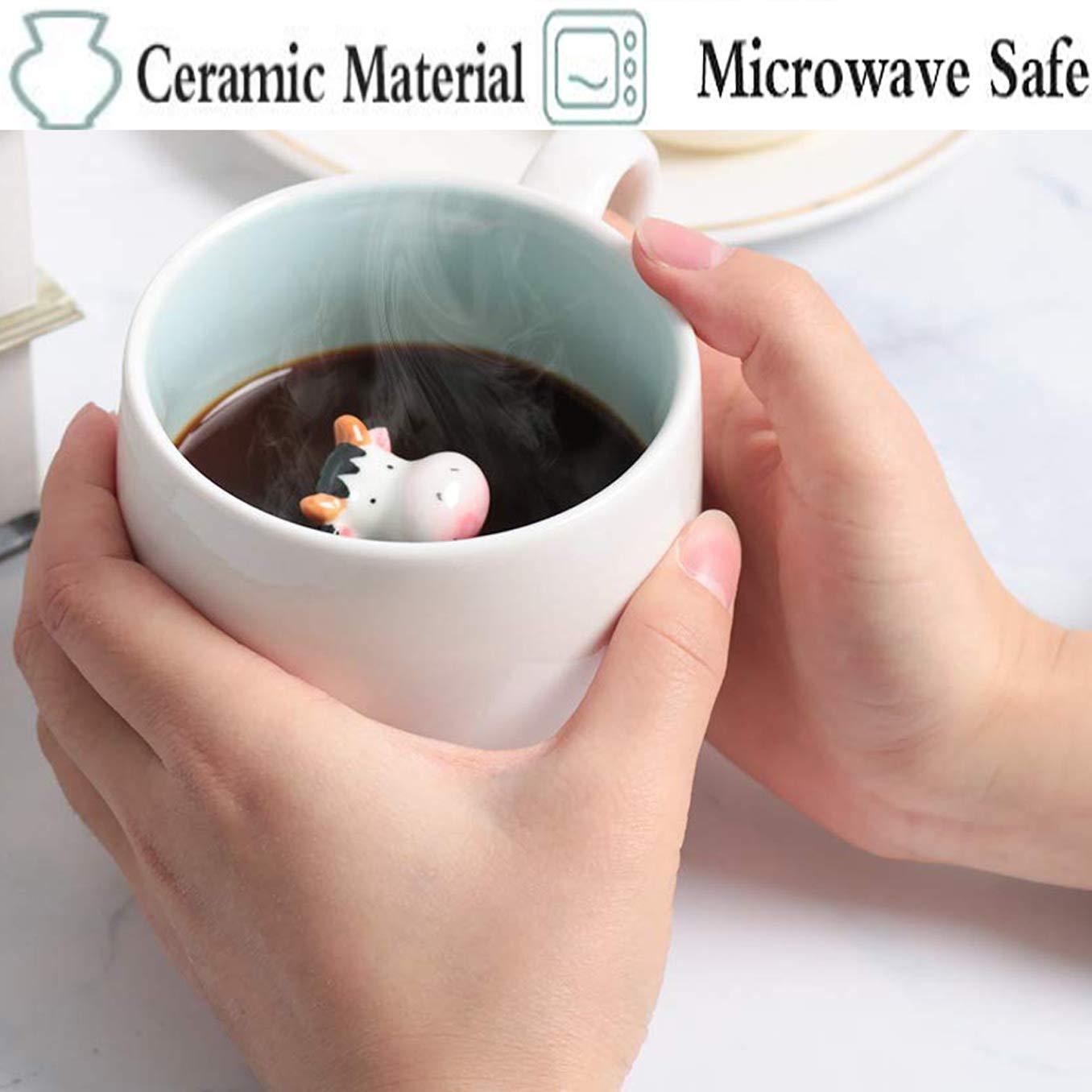 Clearance Cow Mug with Cow Inside Cute Coffee Mugs with Handle Tea Cups Ceramic Cup Funny Coffee Mugs with Spoon Mugs Gift Women Friends Unique Coffee Mug for Birthday Party Novelty Gift Fo