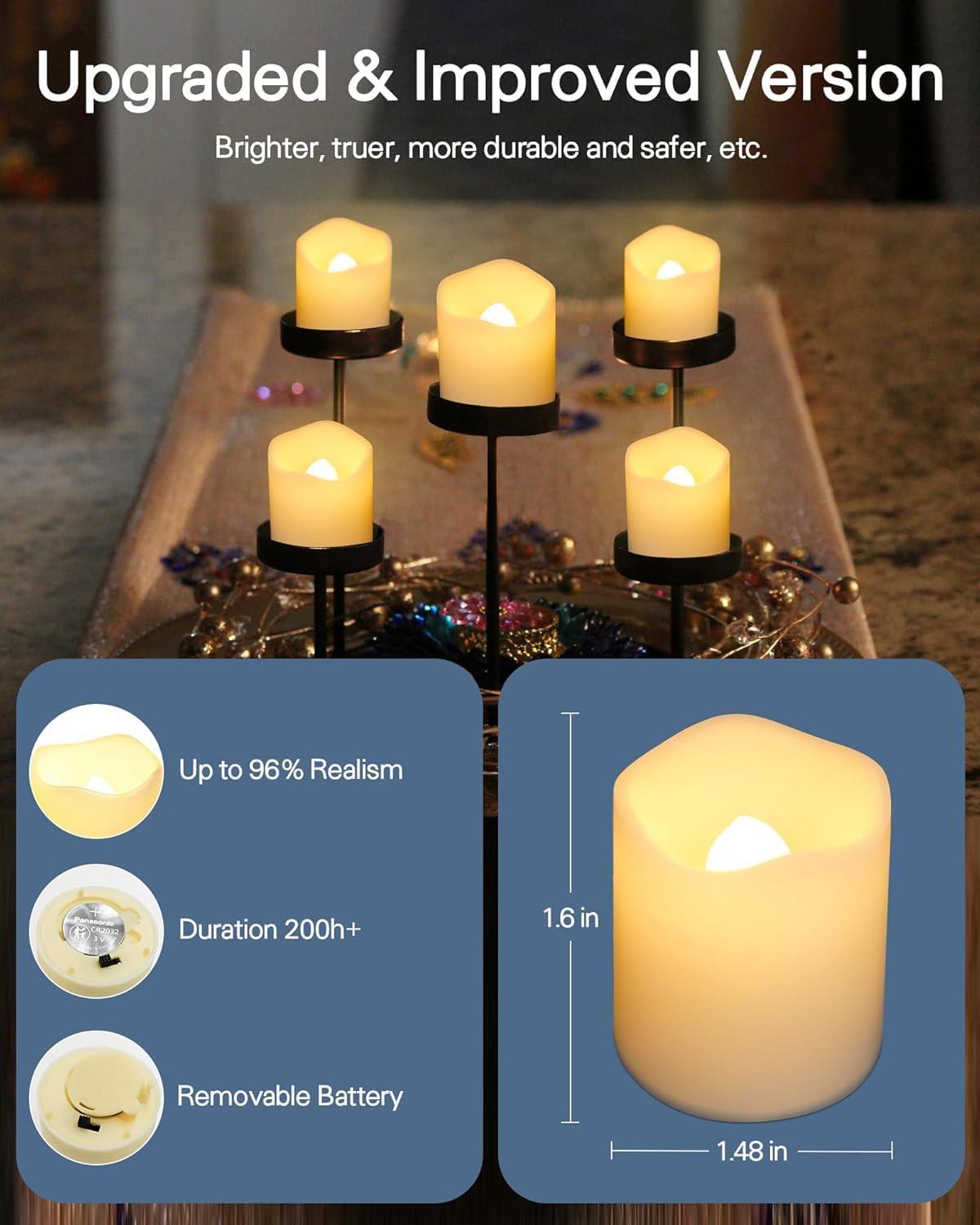 Warm White Flameless LED Tealight Candles, 24 Pack