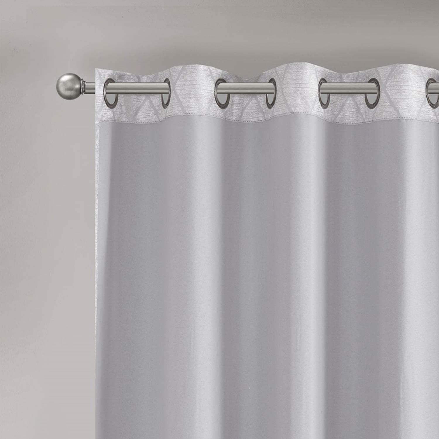 Sun Smart Taylor Total Blackout Curtain Single Window, Diamond Jacquard Grommet Top Living Room Decor Thermal Insulated Light Blocking Drape for Bedroom and Apartments, 50" x 95", Silver