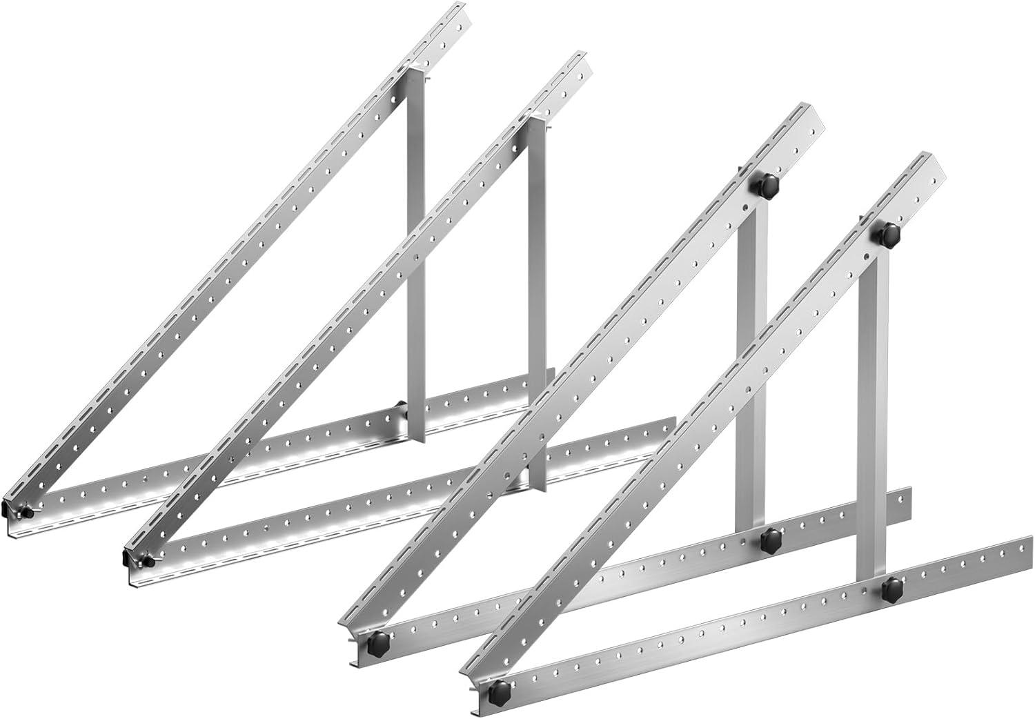 KFFKFF 45-Inch Solar Panel Mount Brackets, Adjustable 0-90° Tilt, Suitable for 100-550W Panels, Aluminum Construction with Foldable Legs for RVs, Roofs, Boats, Off-Grid Applications