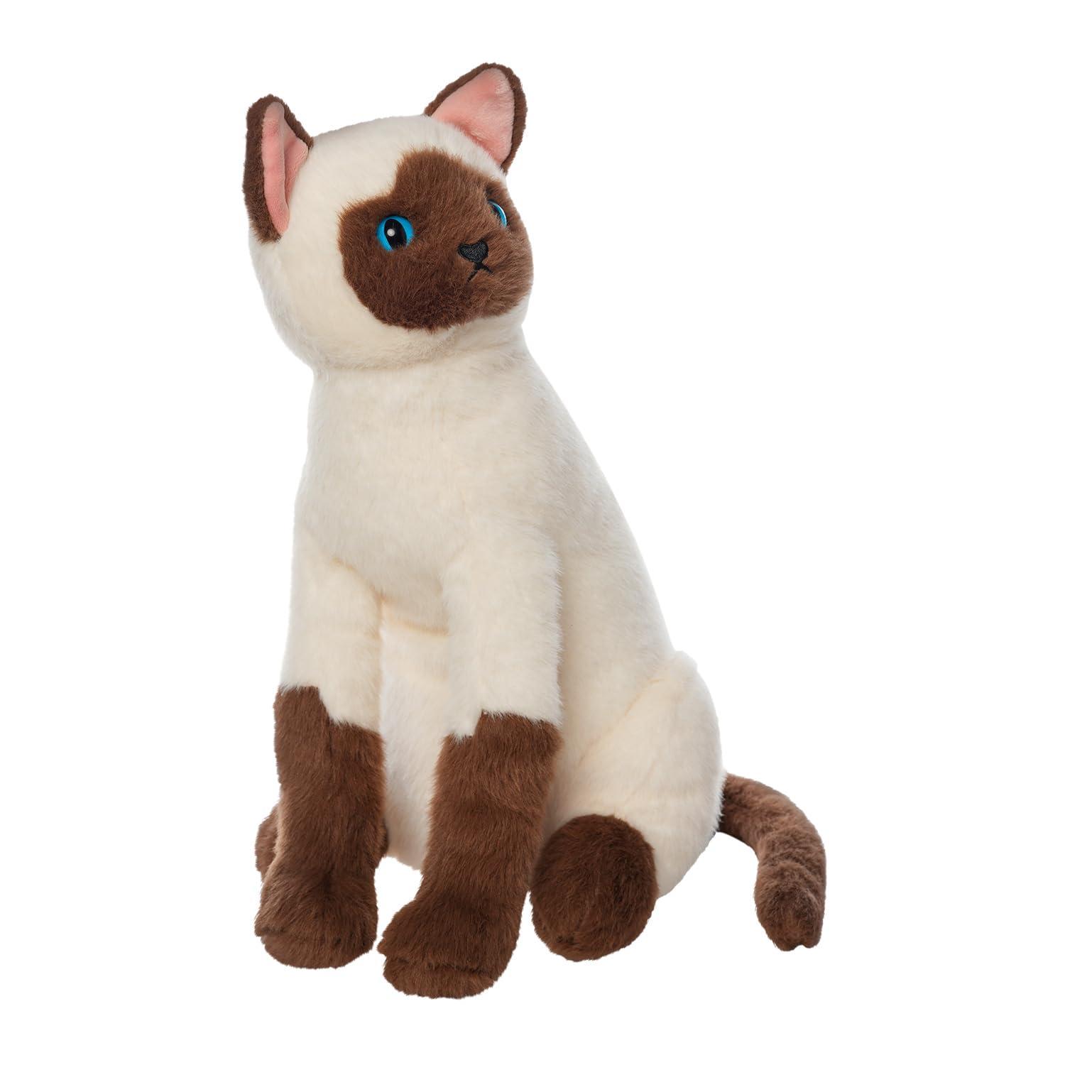 Cream and Brown Plush Siamese Cat Stuffed Animal Companion
