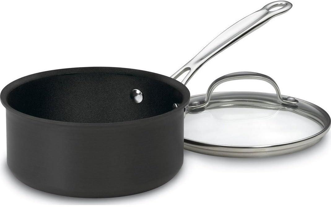 1.5 Quart Black Aluminum Non-Stick Saucepan with Lid