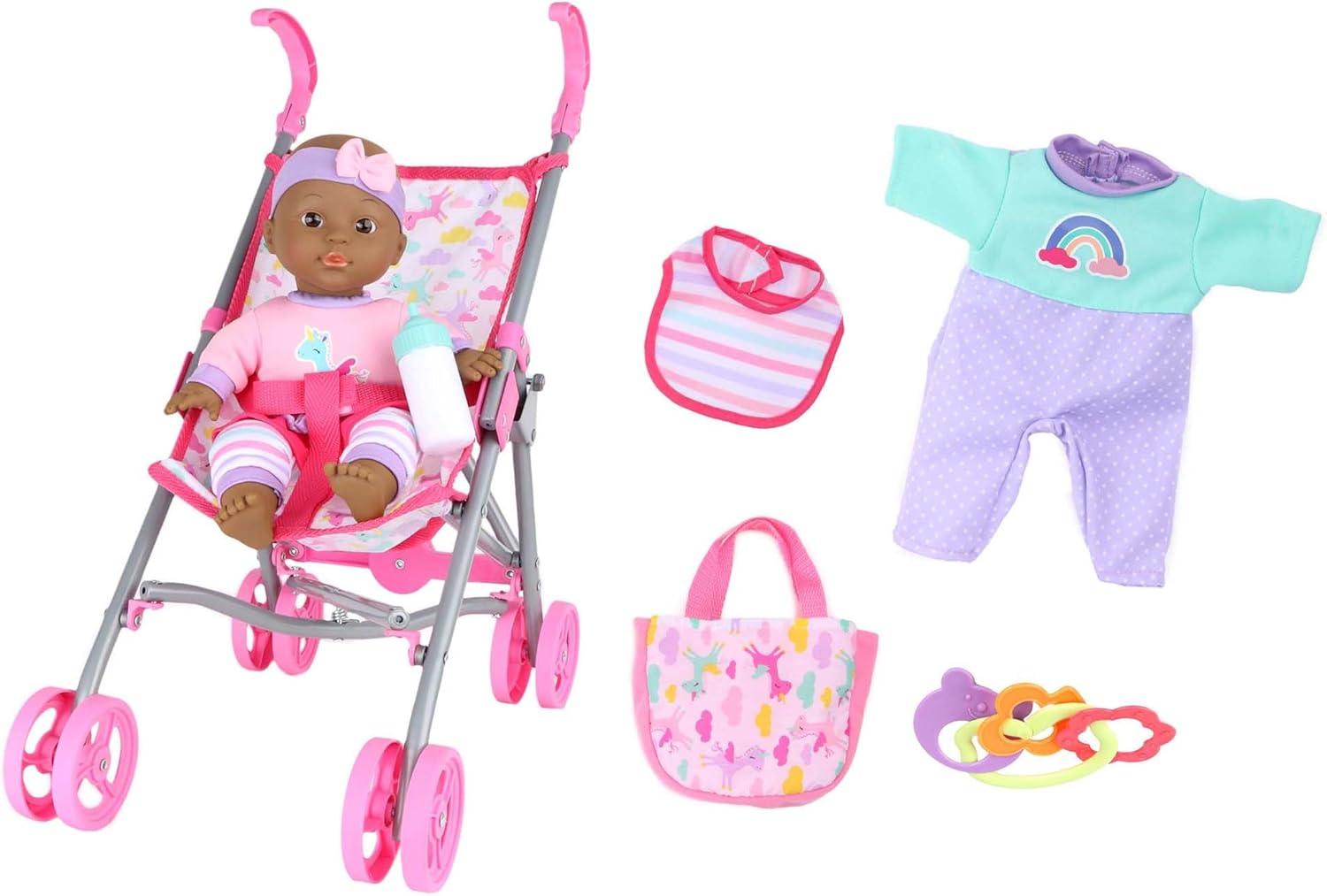 Dream Collection: Gigo 12" Baby Doll Care Gift Set with Stroller