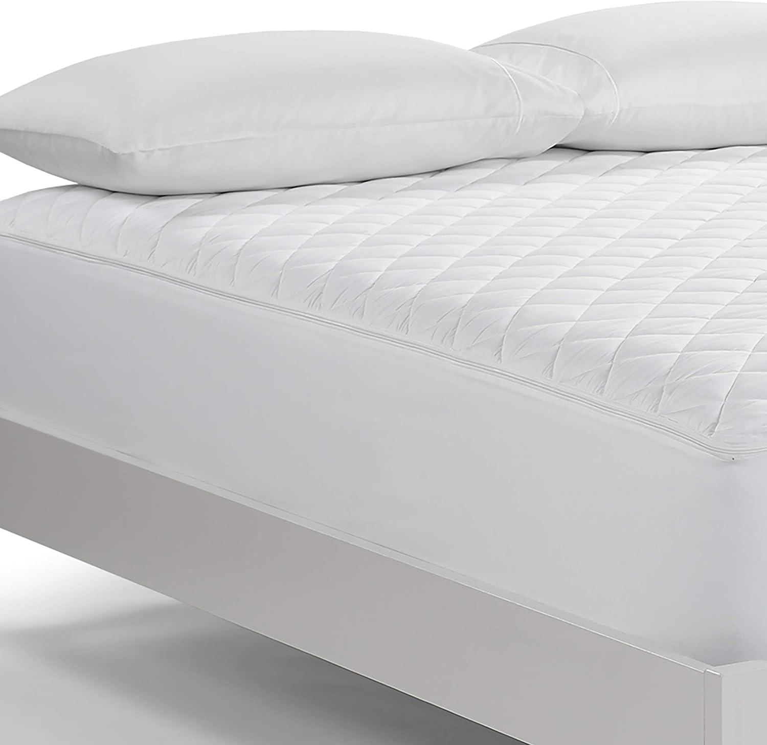 Twin White Cotton Sateen Sweat-Wicking Mattress Topper