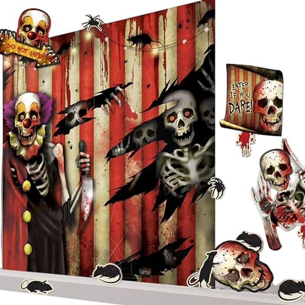32" x 65" Creepy Carnival Scene Setter Wall Decoration, 32-Piece