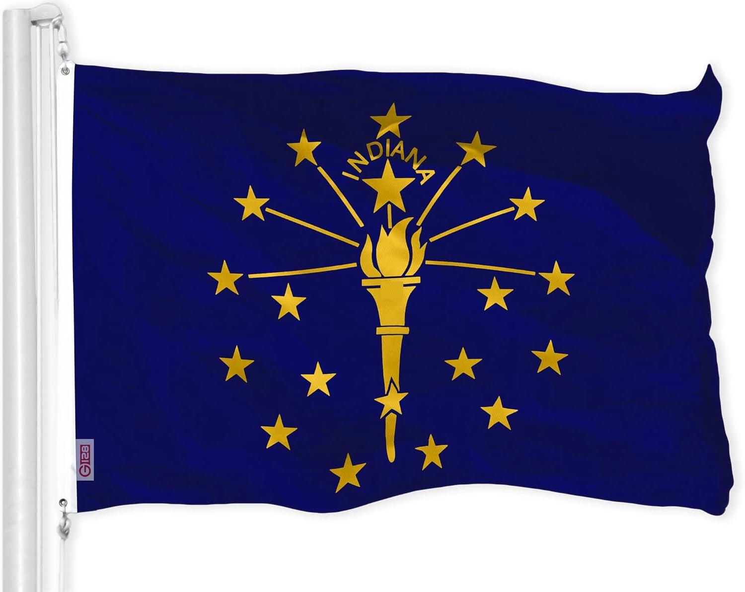 Indiana State Flag 3x5 ft Blue Polyester with Brass Grommets