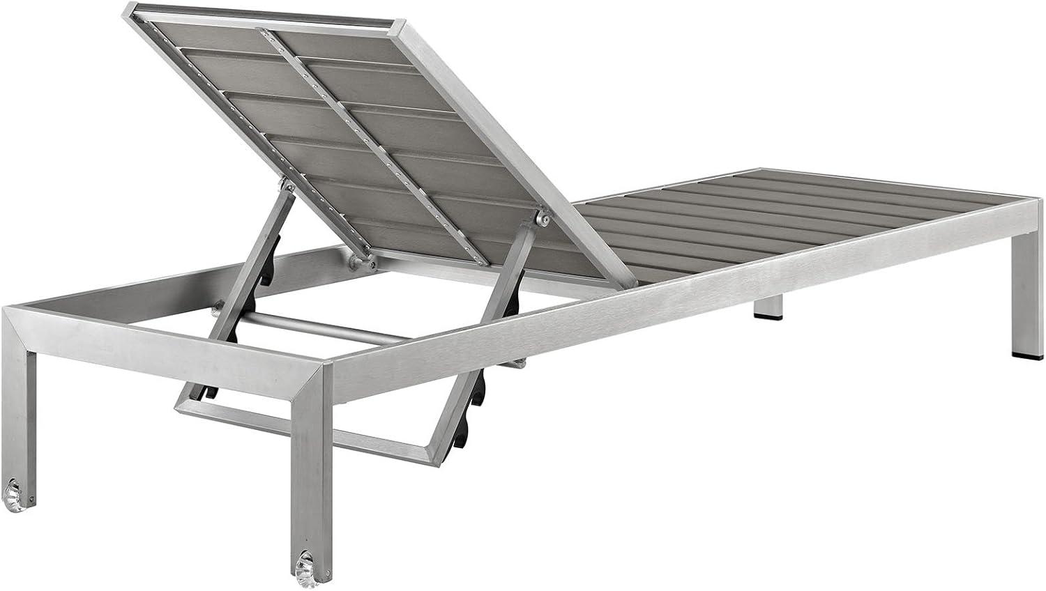 Silver Gray Shore Outdoor Patio Aluminum Chaise EEI-2247-SLV-GRY