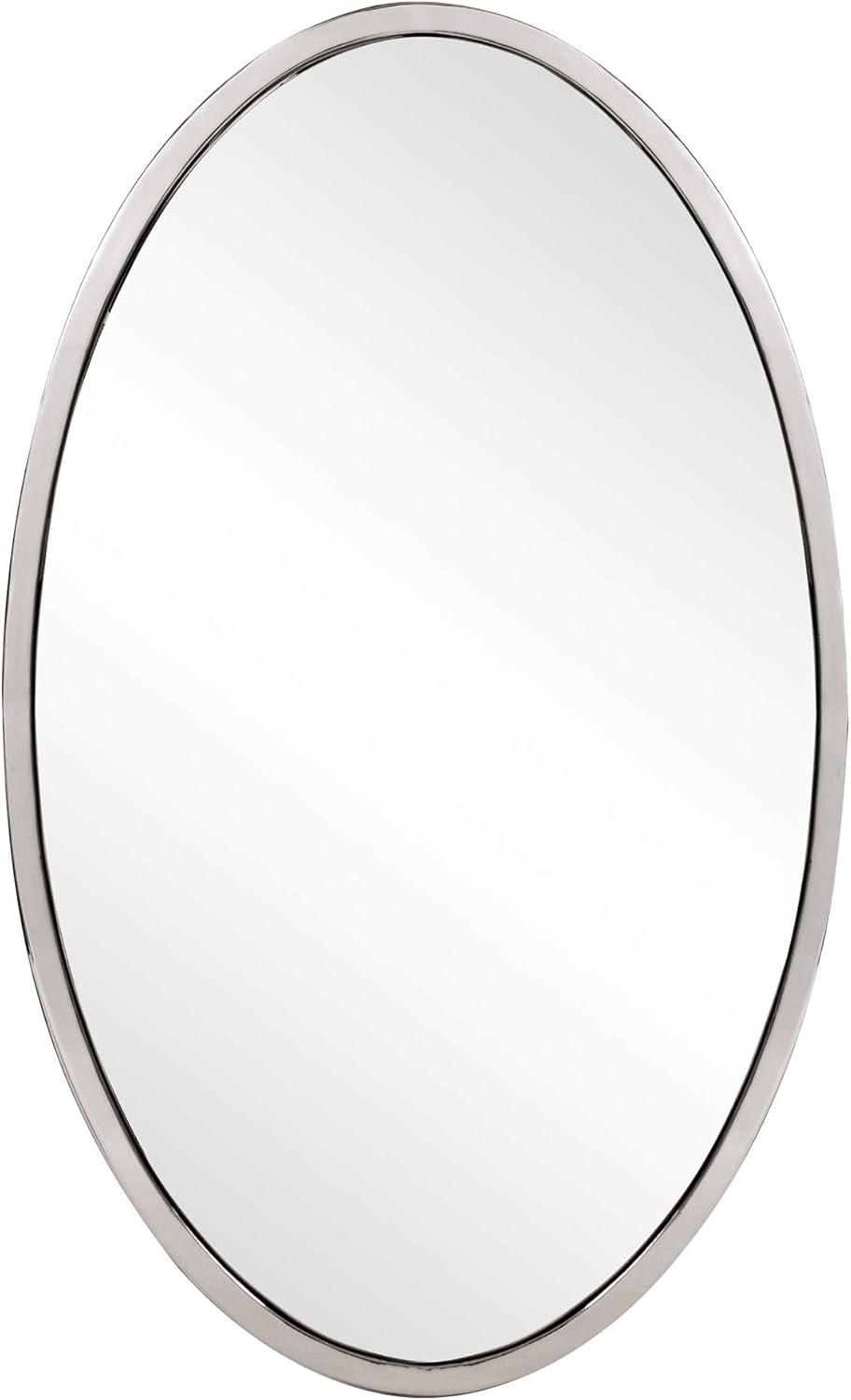 Simone Oval Mirror - Howard Elliott: Stainless Steel Frame, Modern Wall Mounted, 34x20 Inches