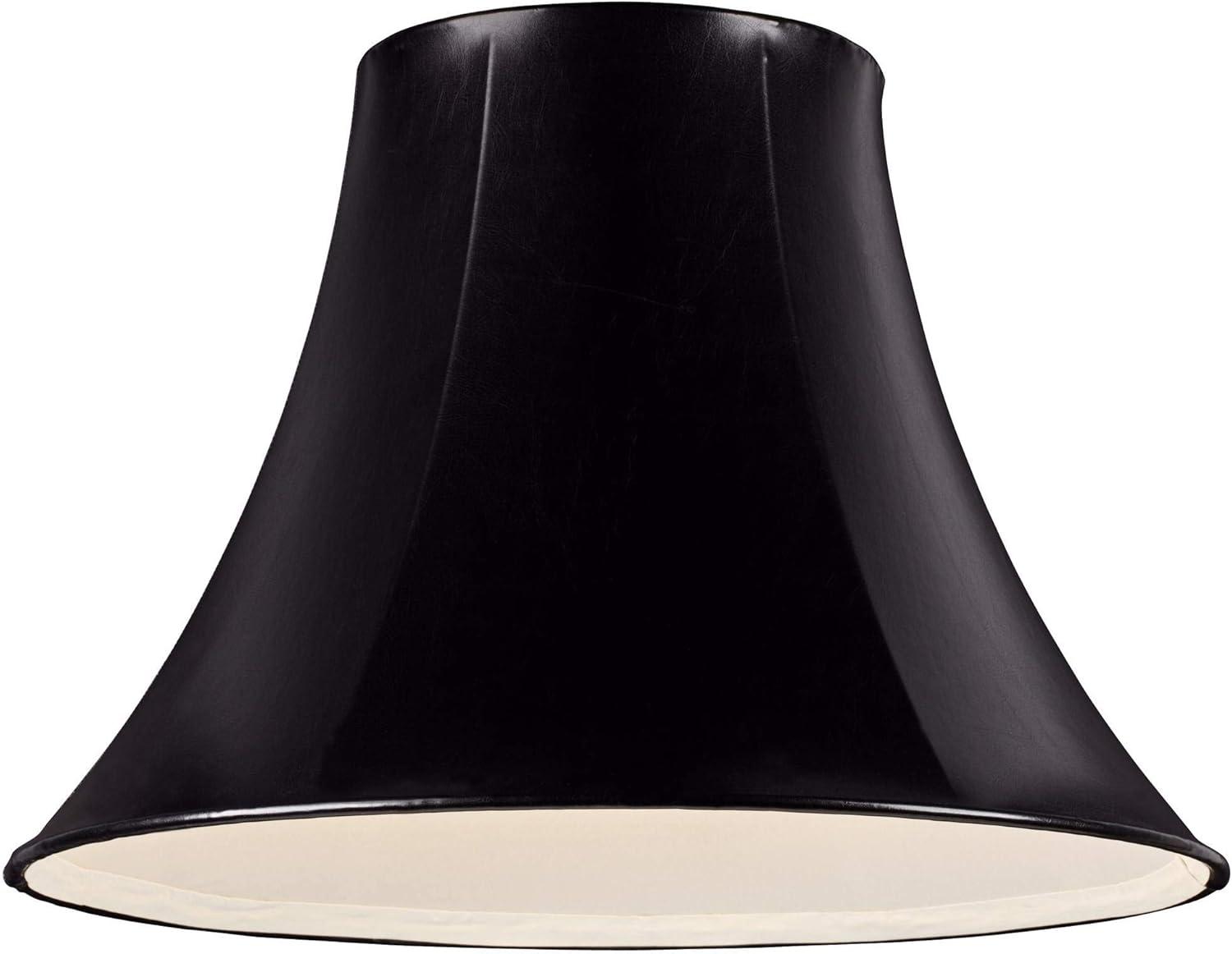 Black Faux Leatherette Medium Bell Lamp Shade with Brass Fitter