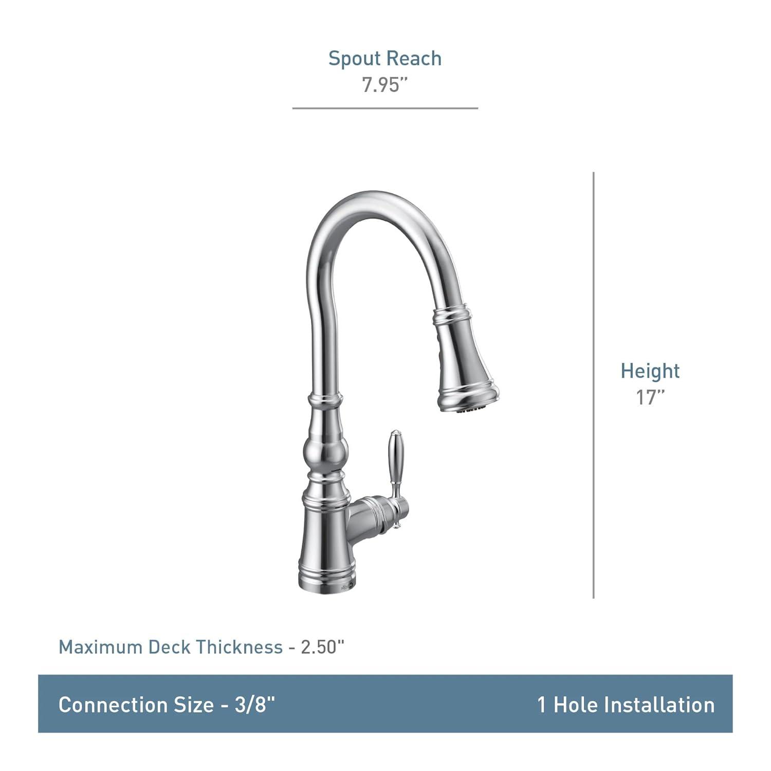 Moen Weymouth One-Handle Pull Down Single Handle Kitchen Faucet with Power Boost
