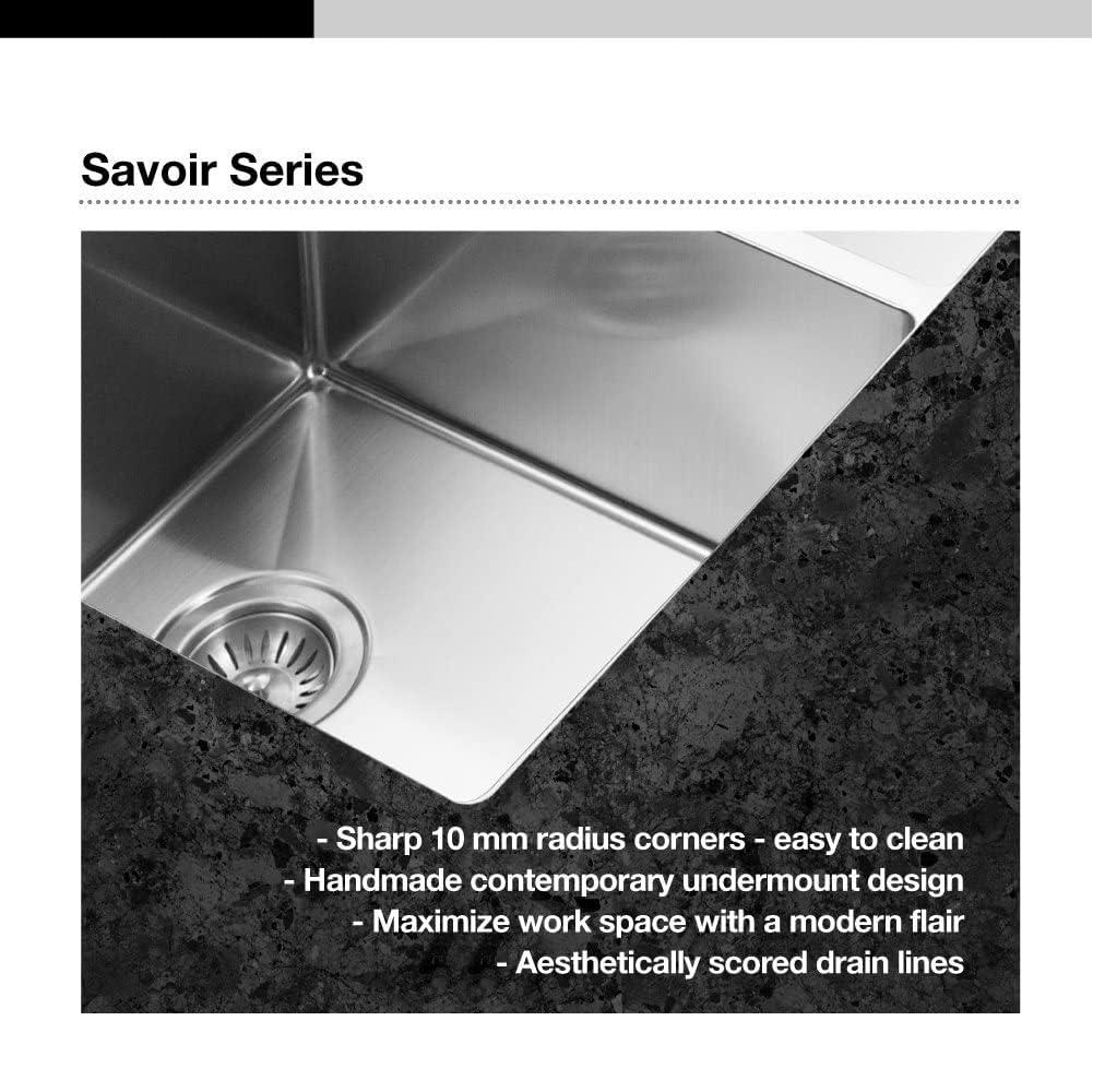 Houzer Savoir Undermount Stainless Steel 12" x 14" Bar Prep Sink, Strainer & Grid Included