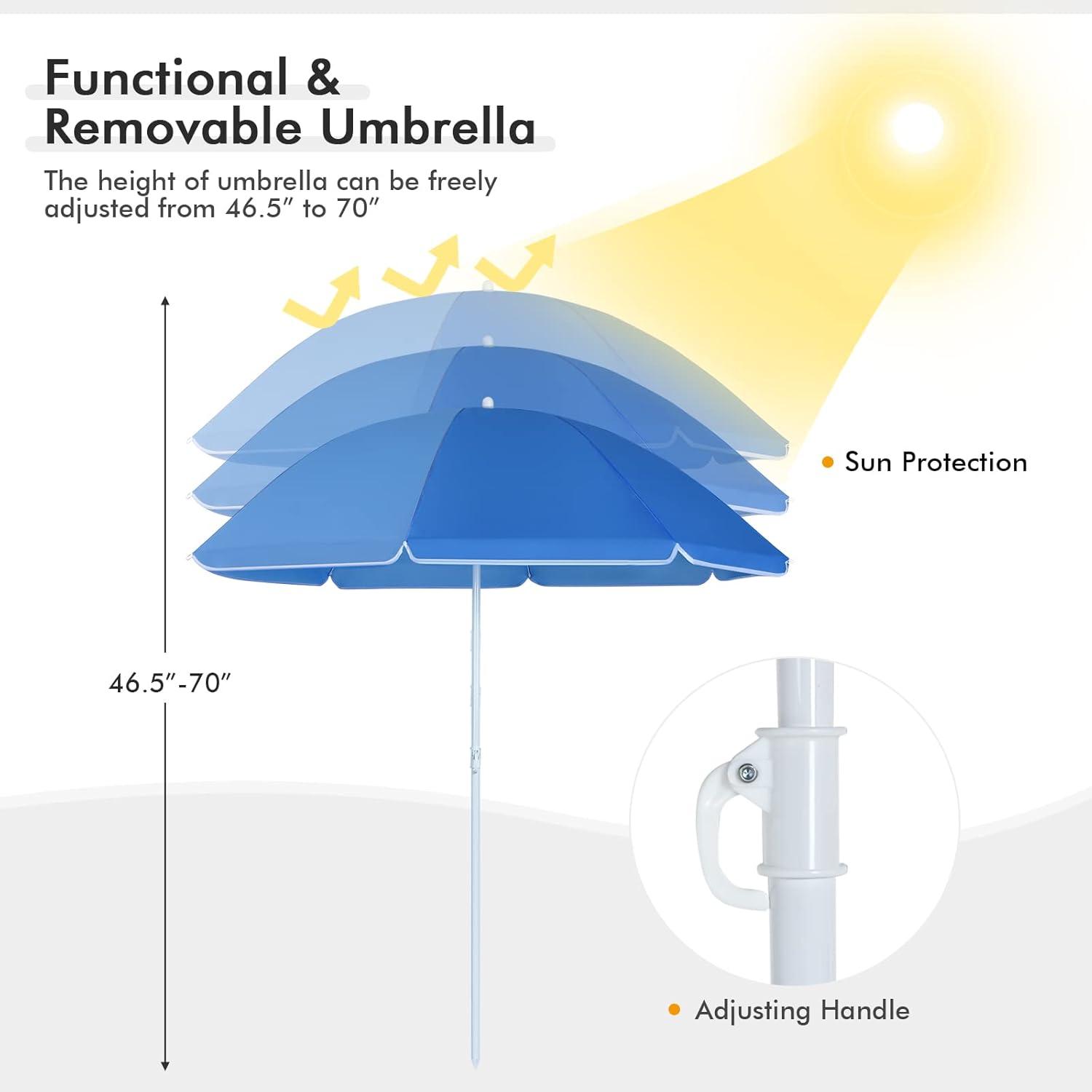 Portable Folding Picnic Double Chair W/Umbrella Table Cooler Beach Camping Turquoise