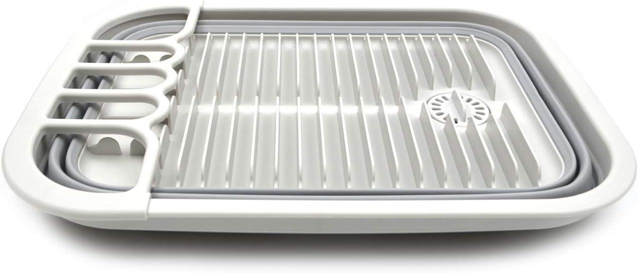 SAMMART 12L (3.17 Gallon) Collapsible Dish Drainer with Swivel spout, Grey