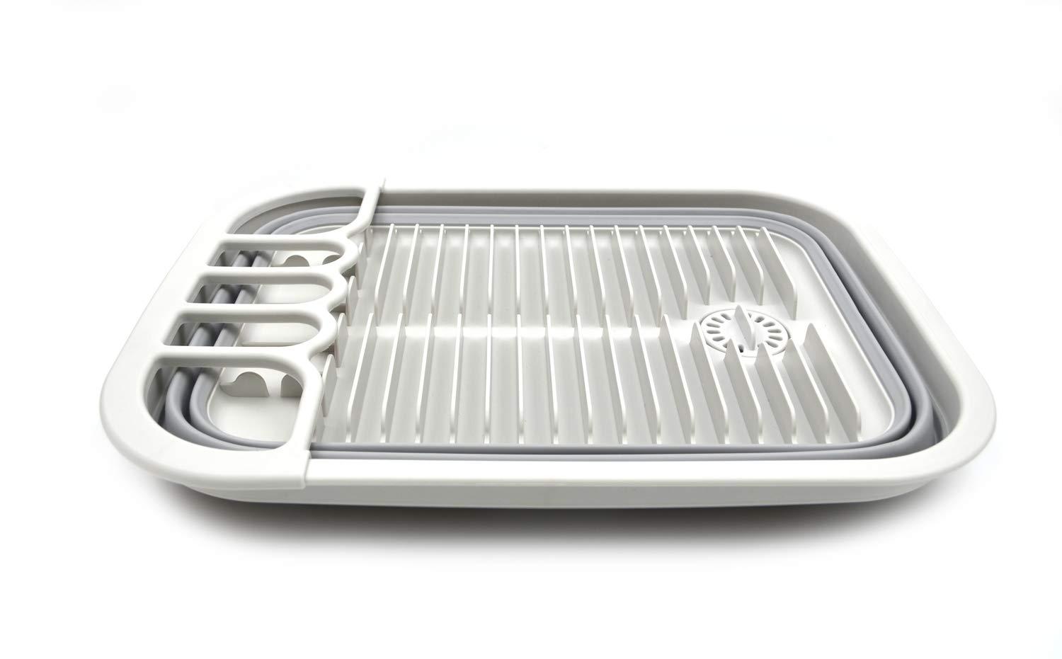 SAMMART 12L (3.17 Gallon) Collapsible Dish Drainer with Swivel spout, Grey